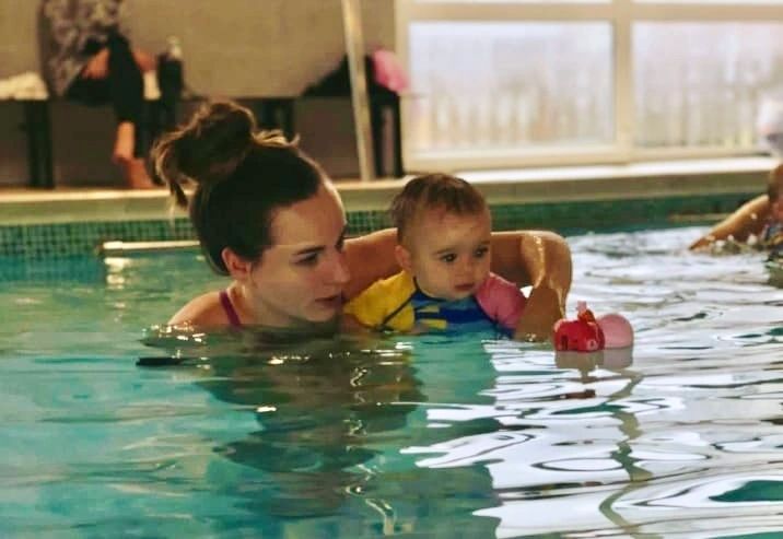 Lesley and Moira teaching swimming at L&M Swimming Club